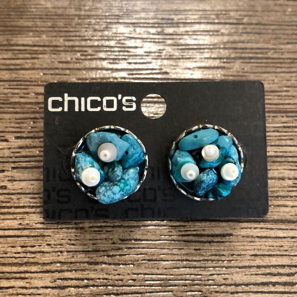 Chico’s Round Turquoise Cluster Earrings